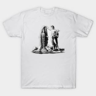 Two mystical figures. Gods of the world of illusions. Mythology of beliefs T-Shirt